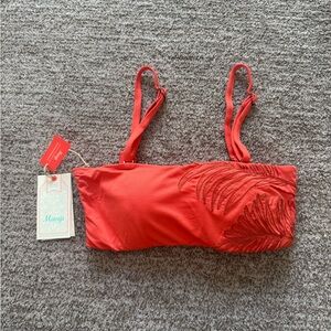 Maaji Red Bandeau with Leaf Design